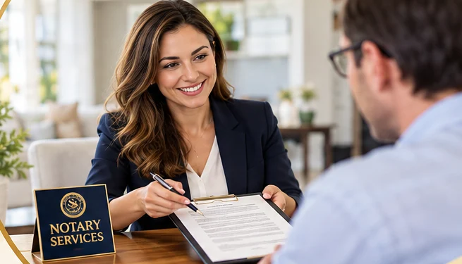 Illustrative professional notary appointment with a customer