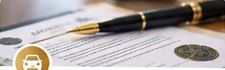 Notary paperwork and pen